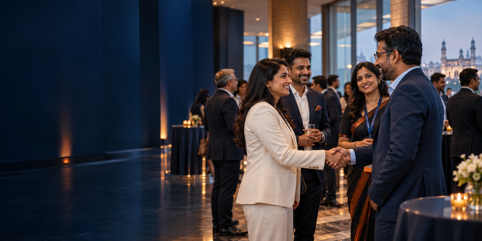 People connecting at a business gathering